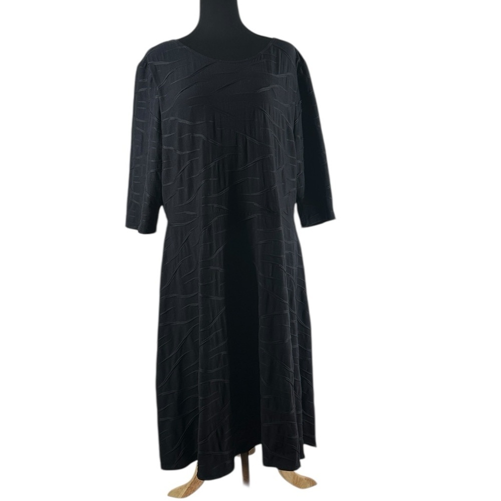 Joseph Ribkoff dress knee length Aline abstract dark blue wedding career sz 18